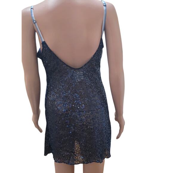FREE PEOPLE INTIMATELY Navy Sequin Semi Sheer Slip Chemise Dress - S - Picture 3 of 6